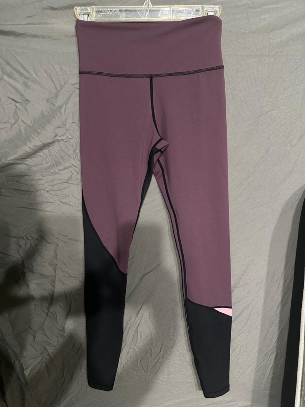 ZYIA Plum and Black High-Waist Leggings with Pink Accent
